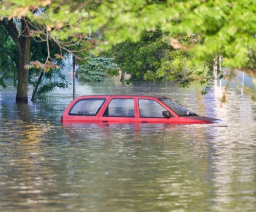 flooded car