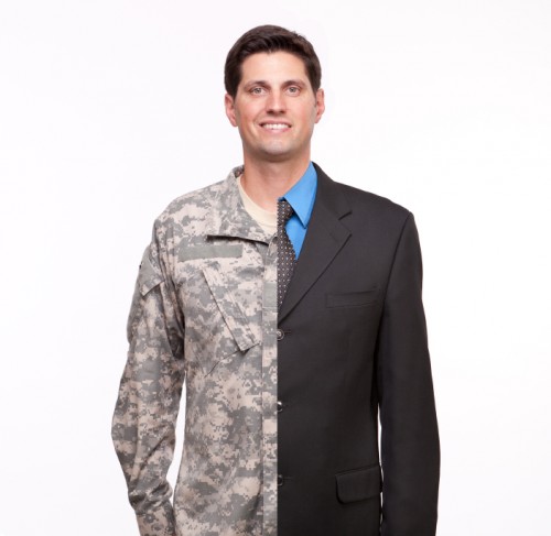 veteran in uniform and business suit